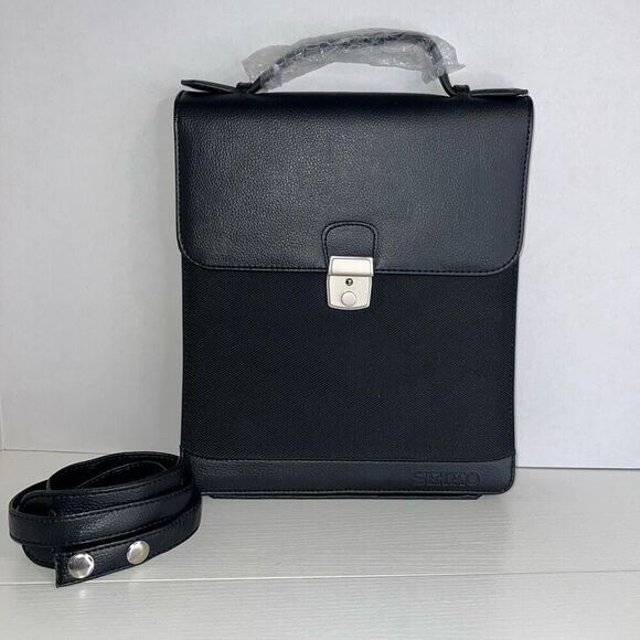 Seiko Unisex Crossbody Bag Tablet Tote Purse Black Divided Compartment Top Handl - Picture 1 of 9